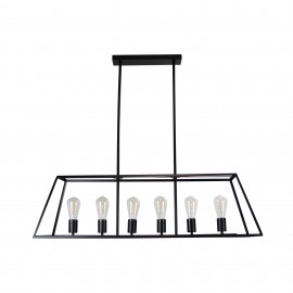 Oriel Lighting-Southport .100 - 6-Light 100cm Urban Retro Pendant - Black / Brushed Chrome